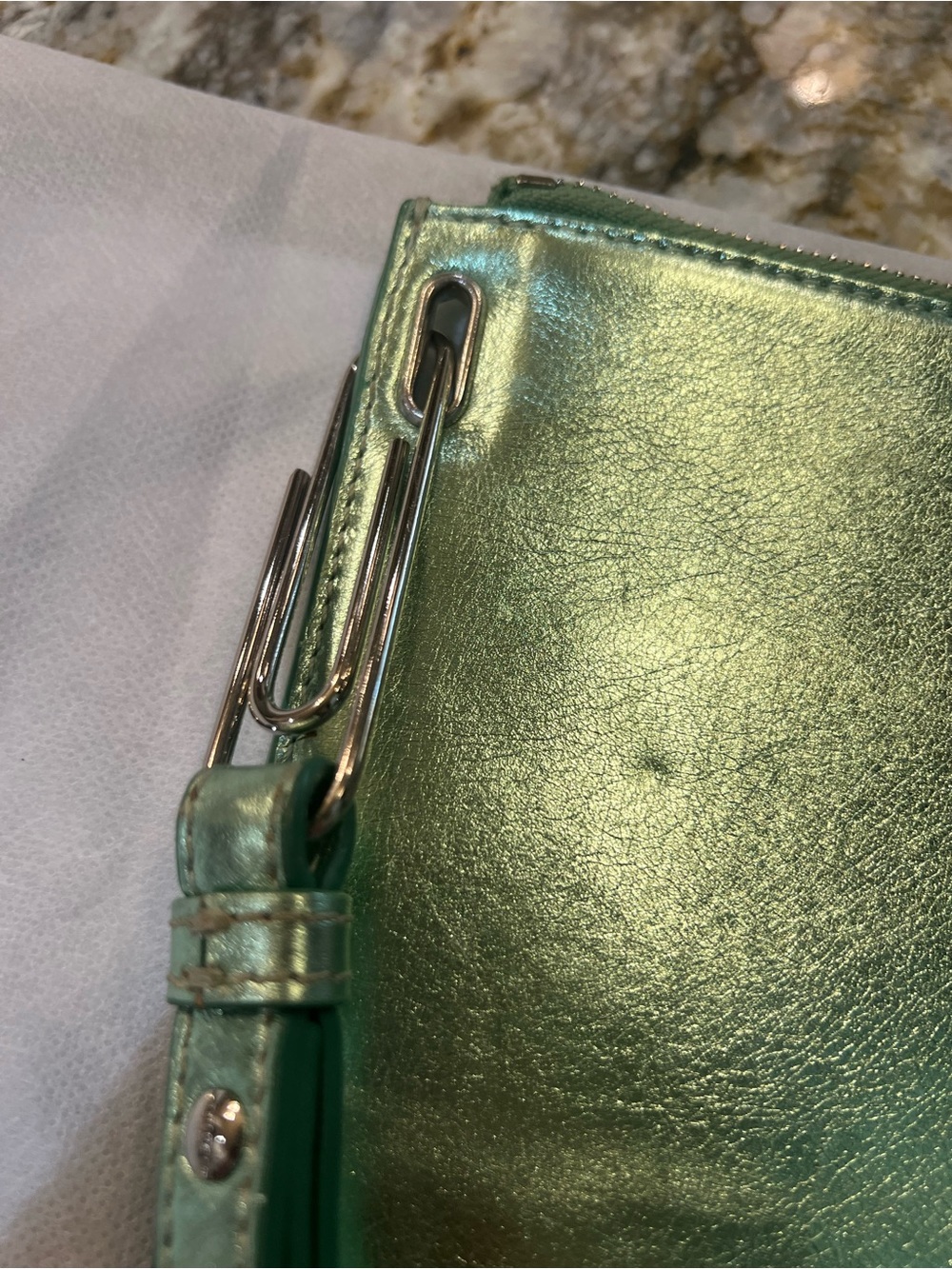 Vivienne Westwood Metallic Mint Green Wristlet Clutch - Picture 5 of 8
